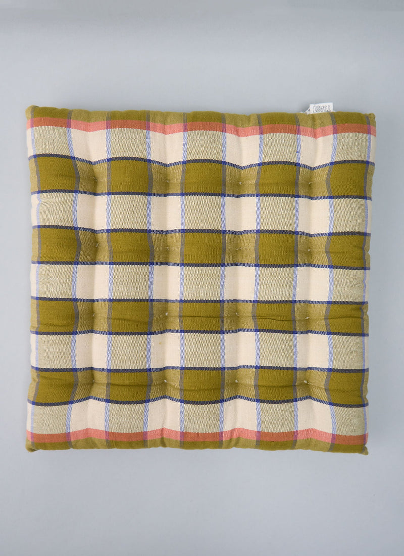 Reworn Check Chair Cushion (061) | Multi
