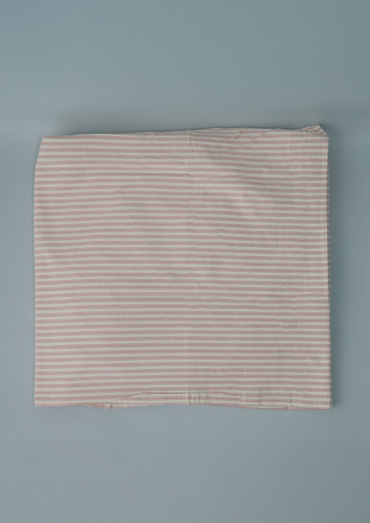 Reworn Organic Cotton Ticking Stripe Duvet Cover (028) | Ecru/Rose