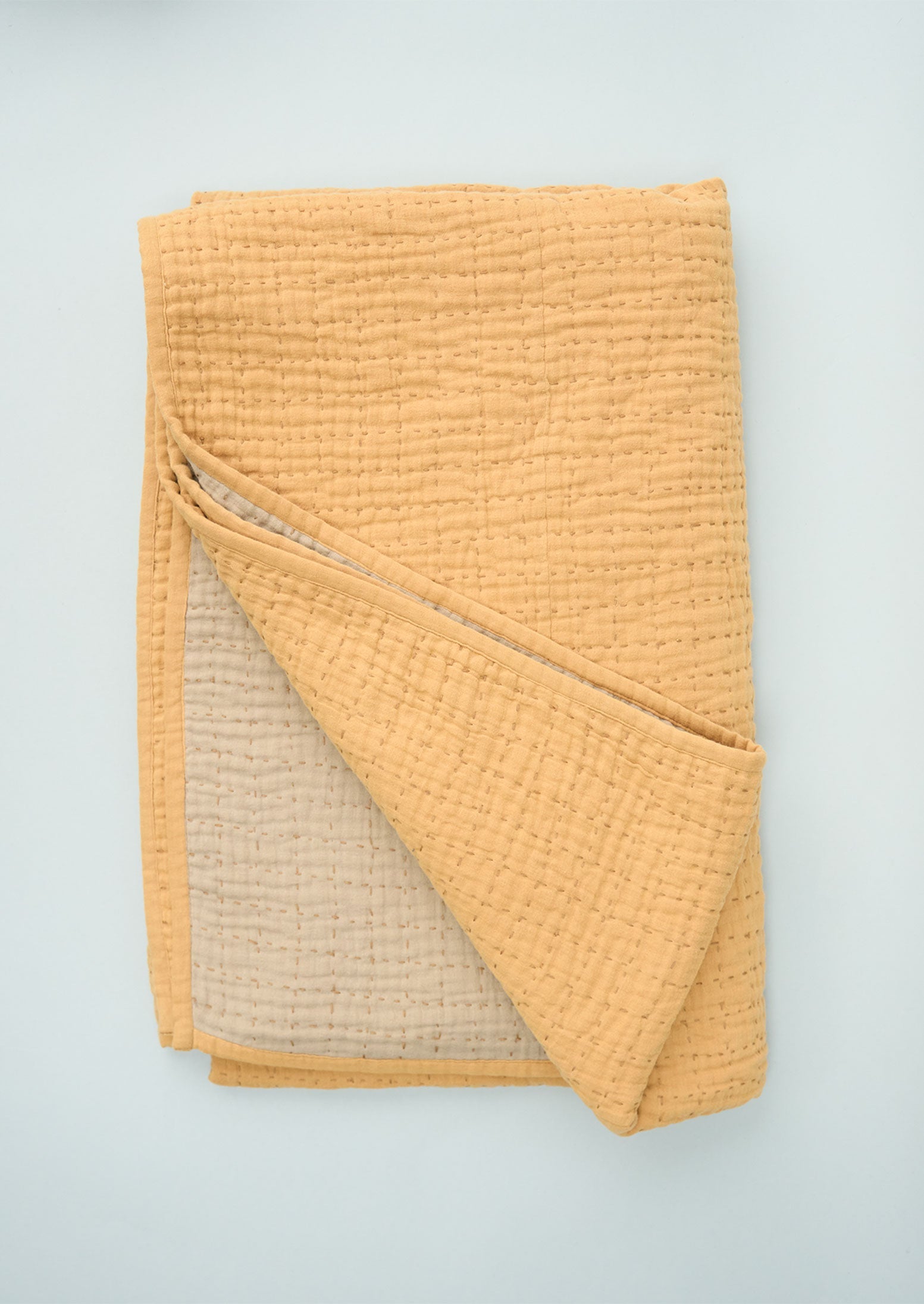 Reworn Crinkle Gauze Hand Stitched Throw (022) | Multi