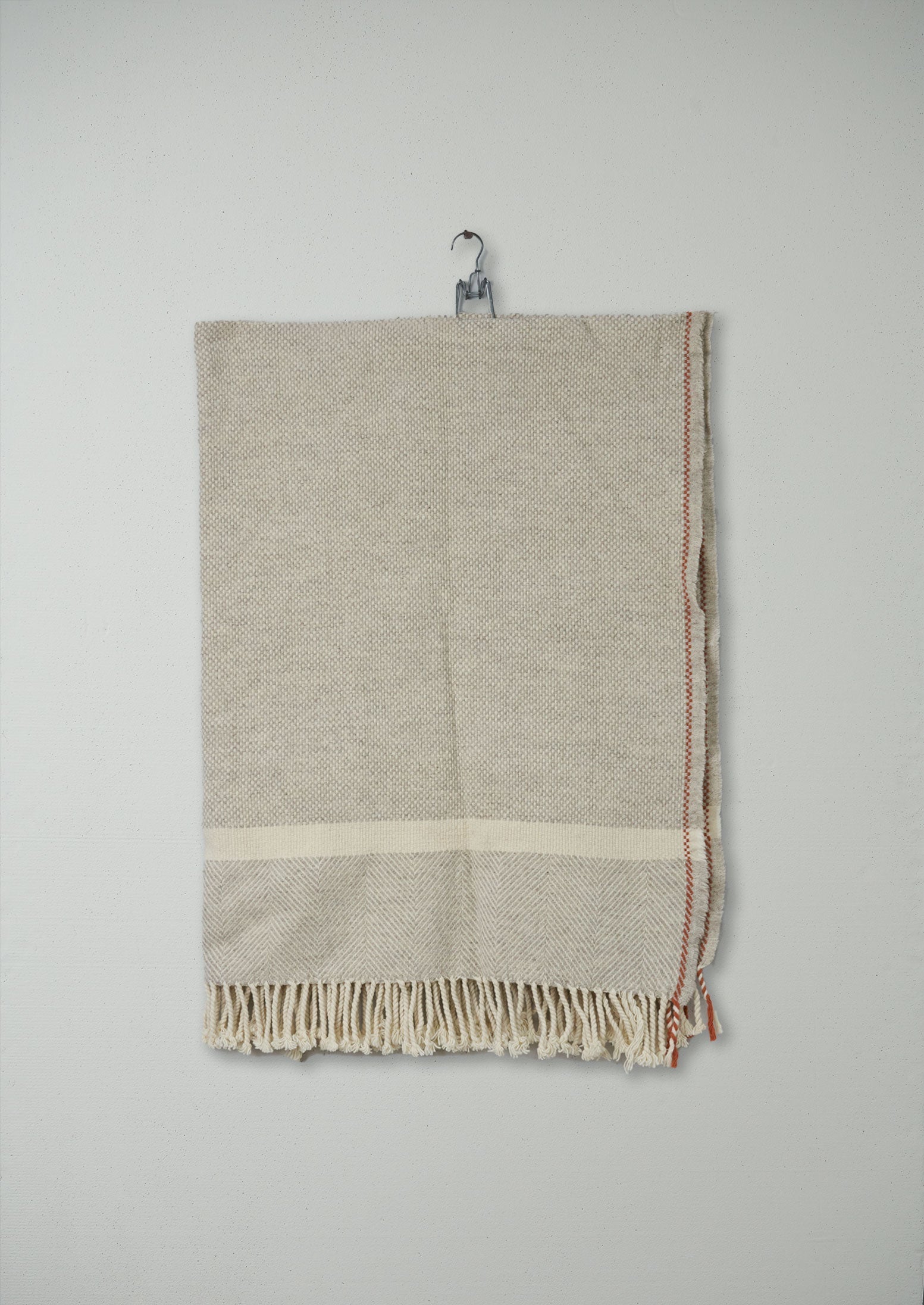 Reworn Alva Wool Blanket (003) | Taupe/Coral