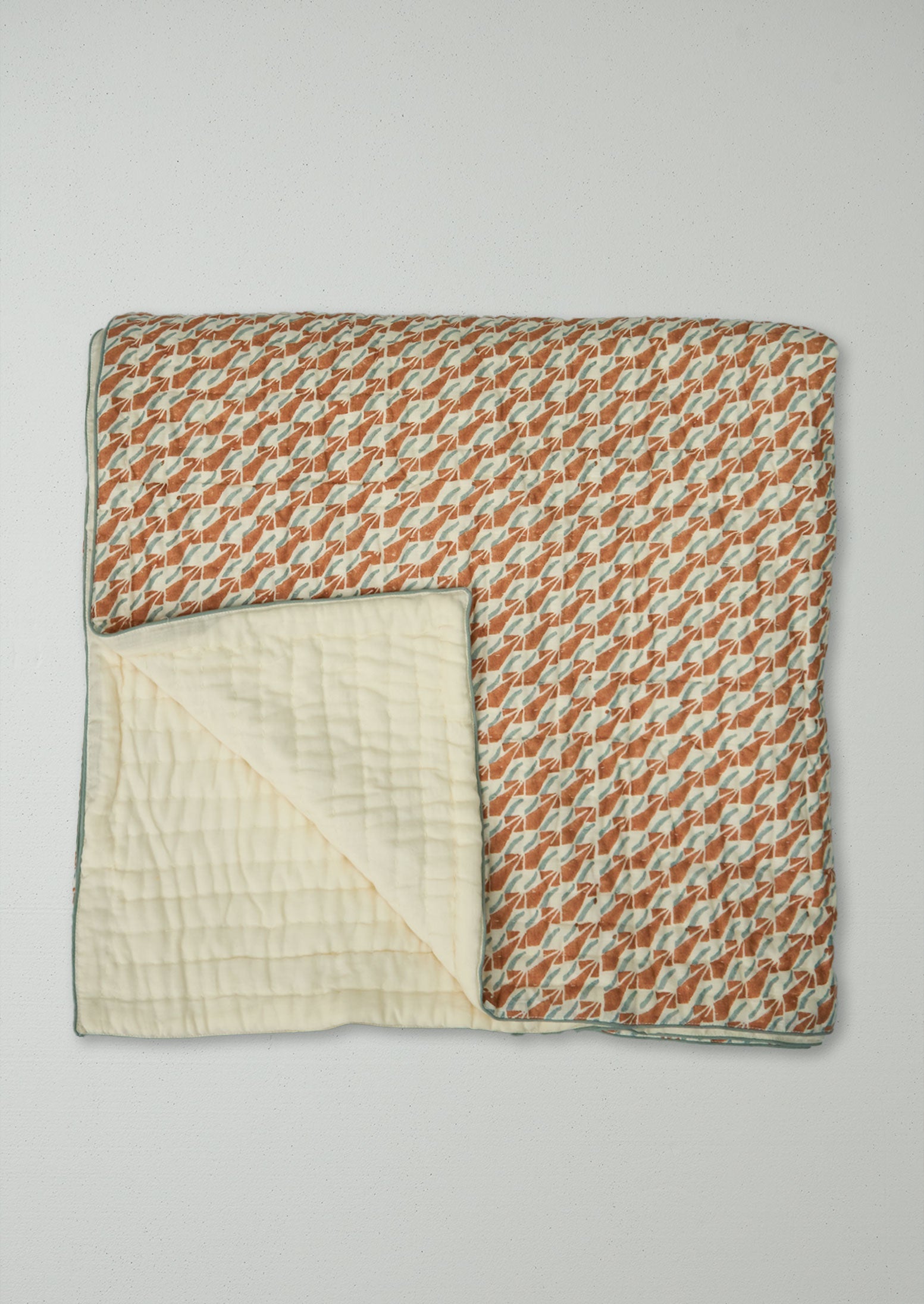 Reworn Block Print Cotton Quilt (026) | Multi