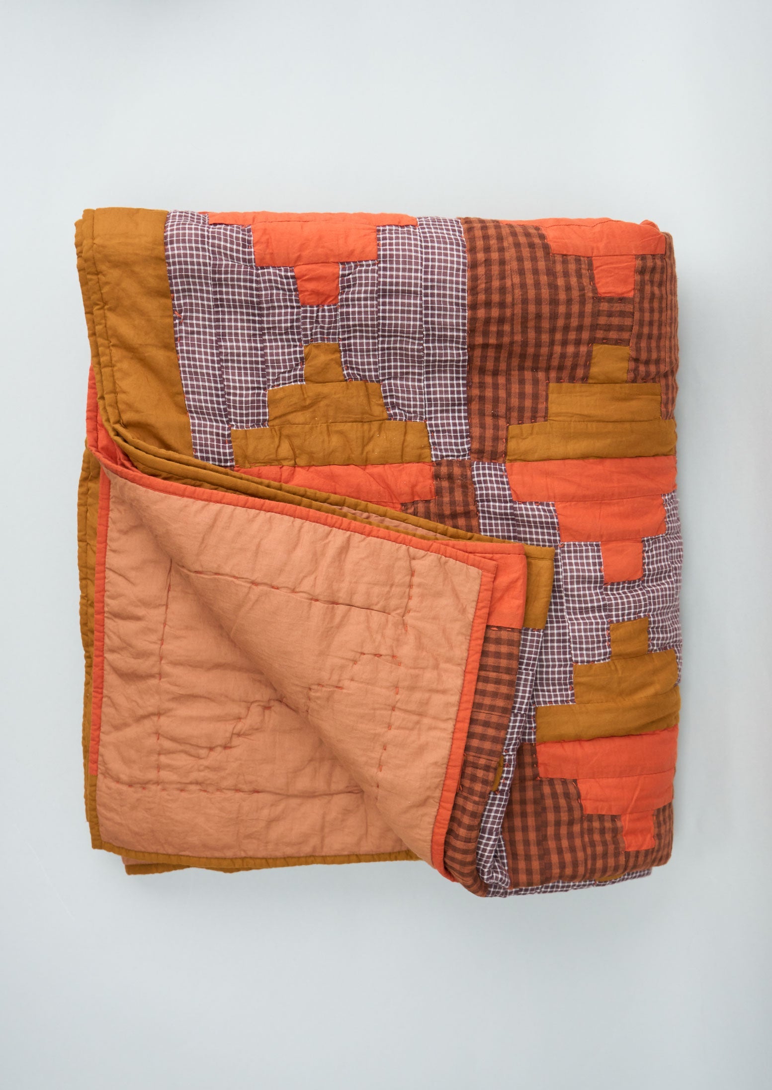 Reworn Check Patchwork Quilt (023) | Multi