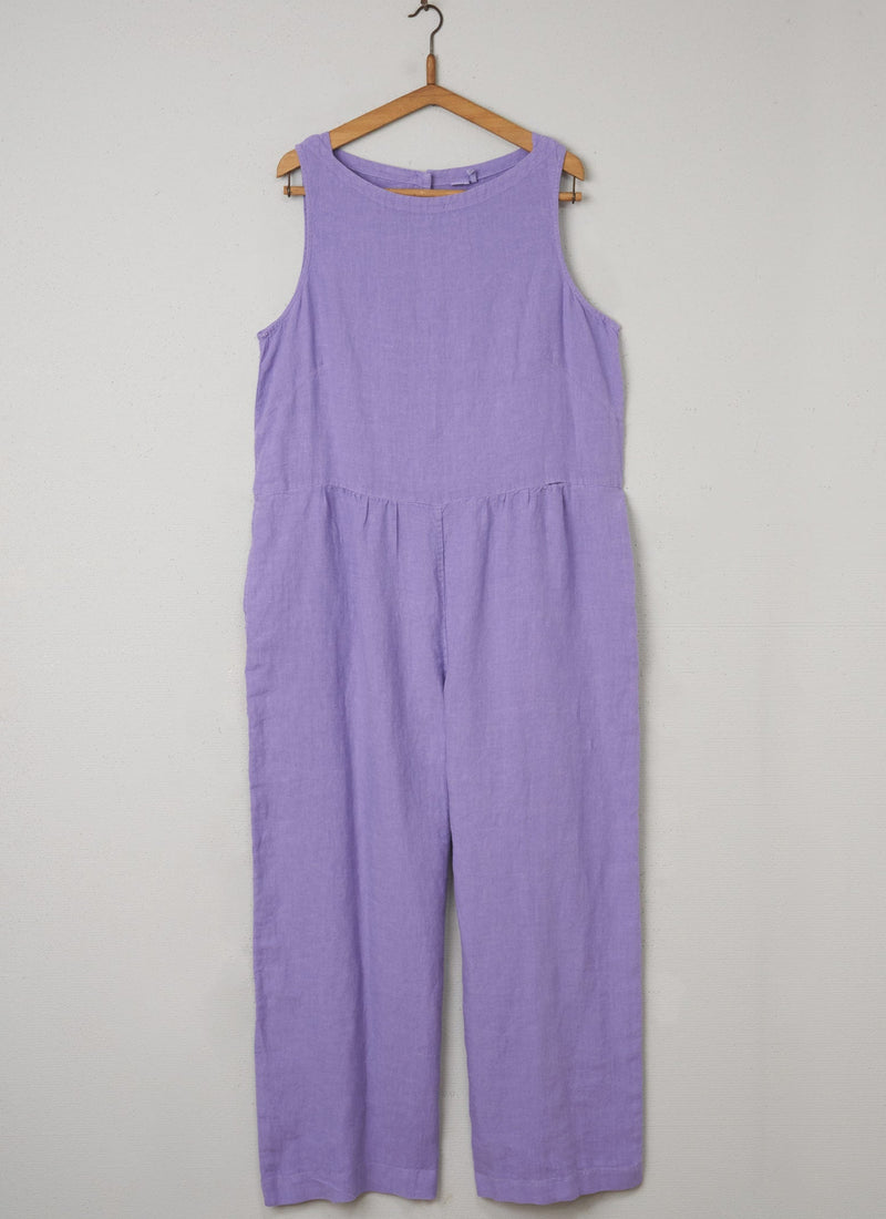 Reworn Linen Sleeveless Jumpsuit Size M (049) | Lilac Blue