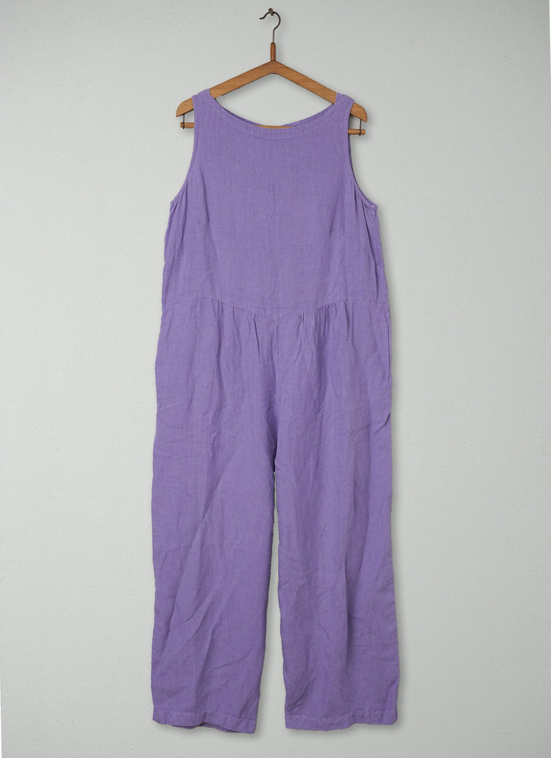 Reworn Linen Sleeveless Jumpsuit Size M (019) | Lilac