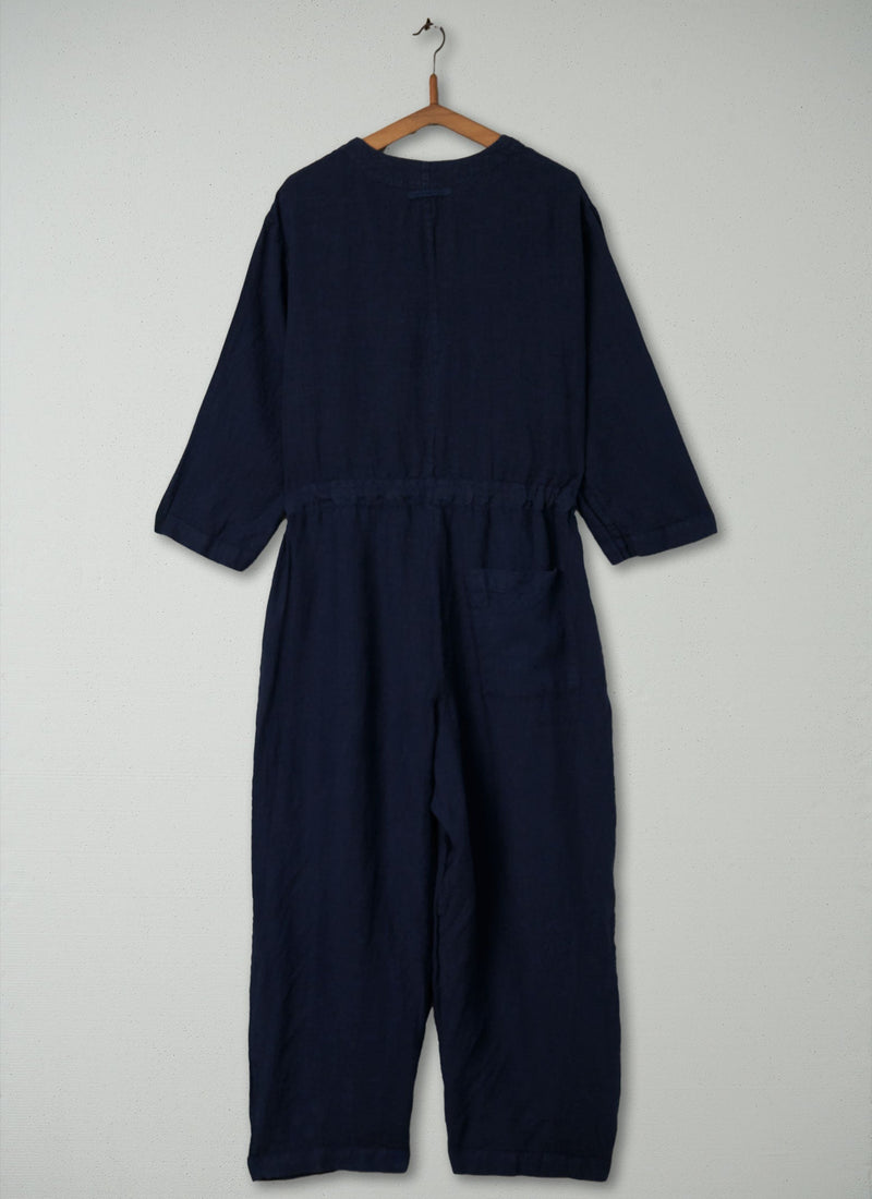 Reworn Linen Jumpsuit Size XL (231) | Midnight
