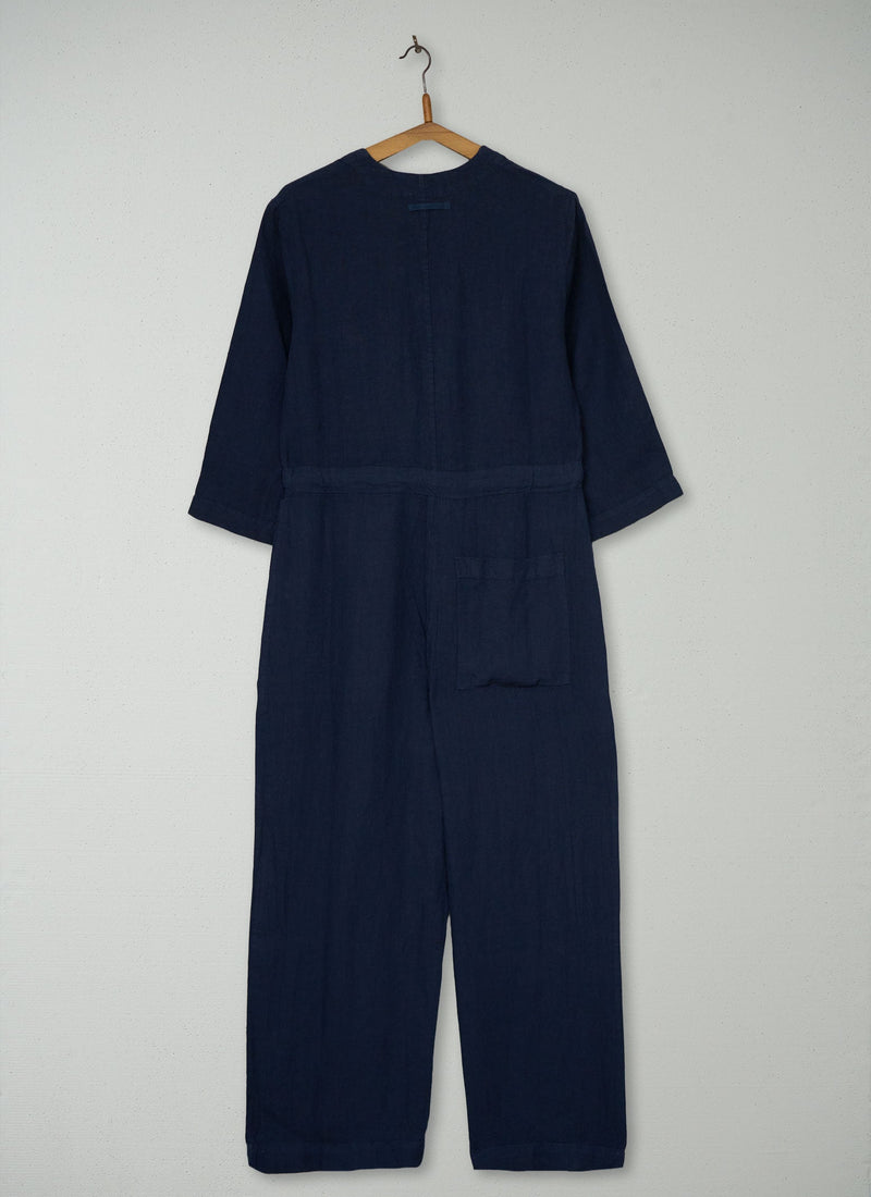 Reworn Linen Jumpsuit Size XXS (1527) | Midnight