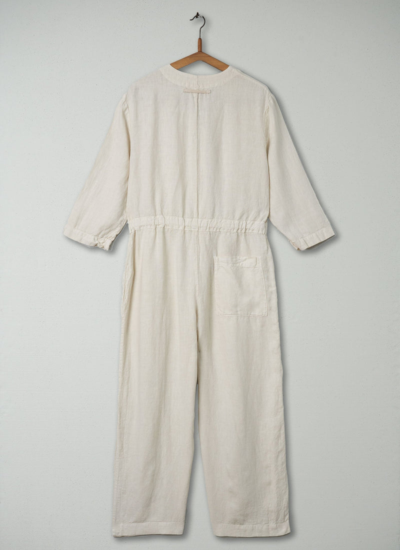 Reworn Linen Jumpsuit Size S (228) | Parchment