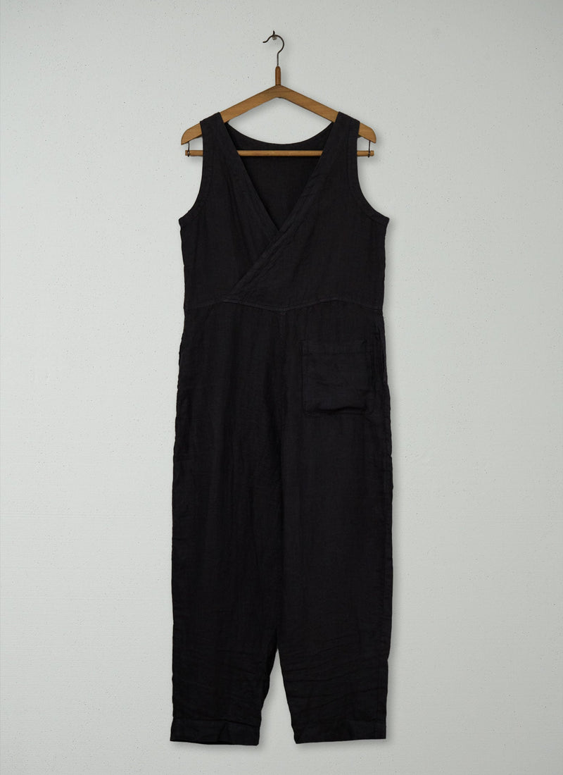 Reworn Cross Back Linen Jumpsuit Size XS (909) | Charcoal