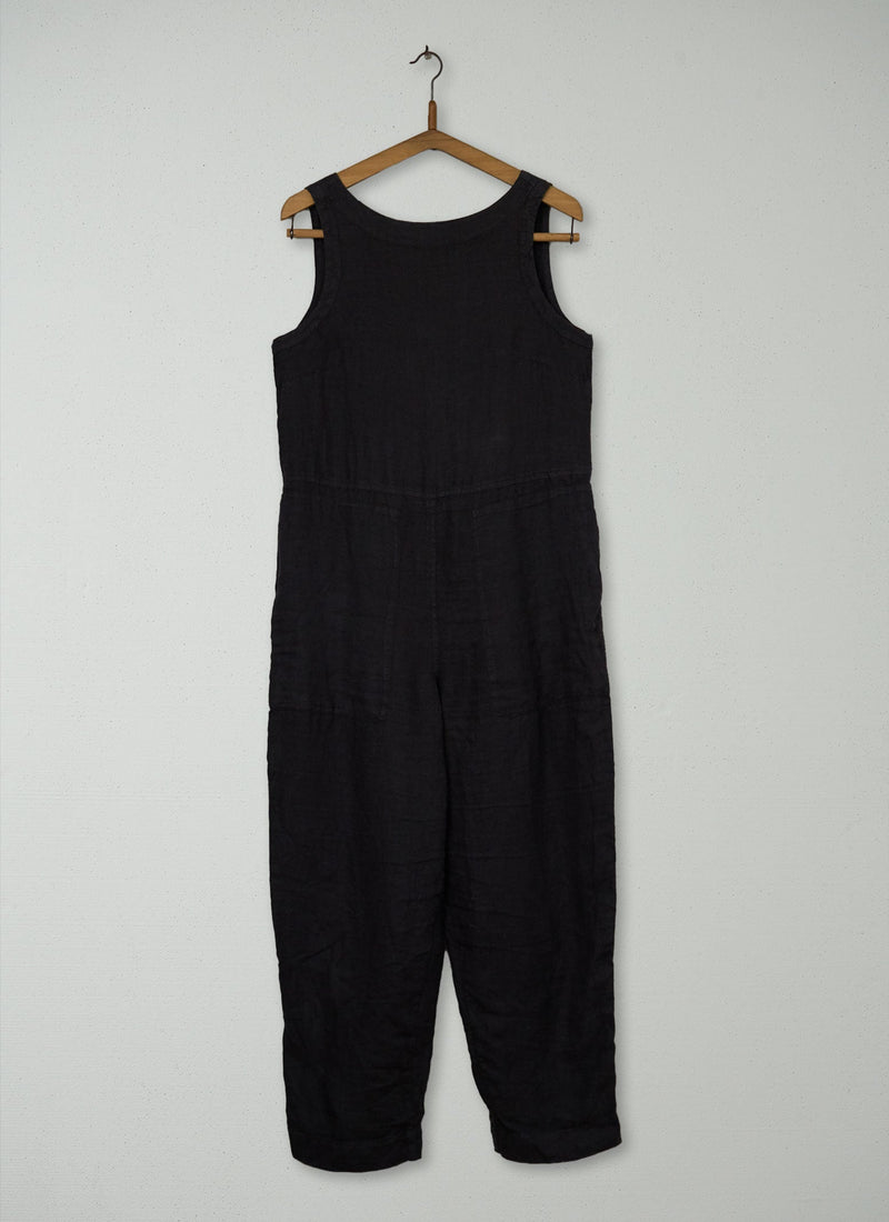 Reworn Cross Back Linen Jumpsuit Size XS (909) | Charcoal