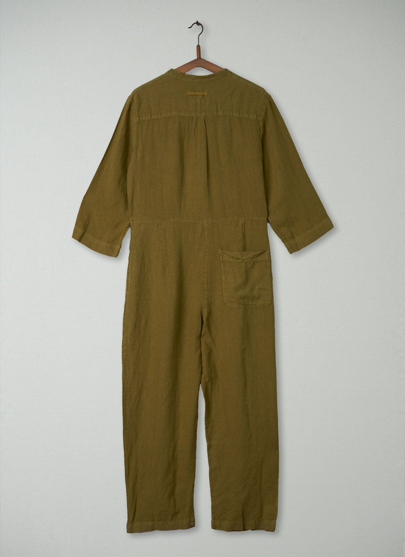 Reworn Linen Jumpsuit Size M (196) | Citrus Green