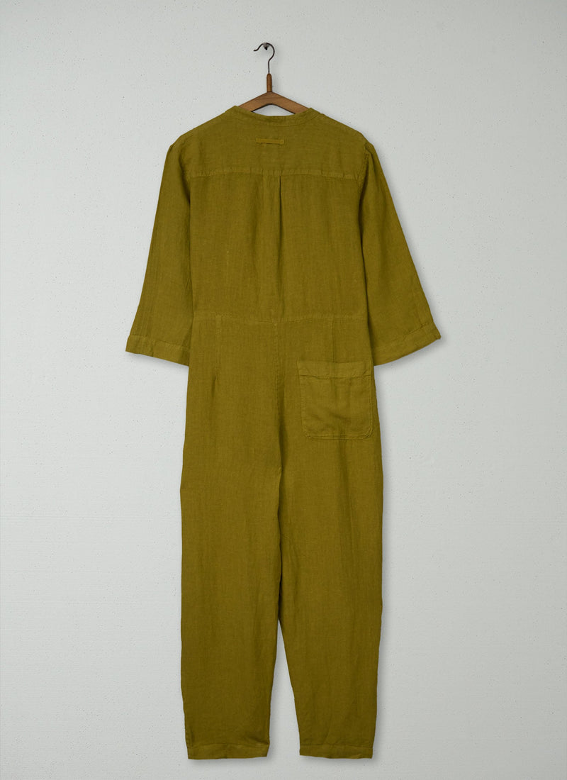 Reworn Linen Jumpsuit Size M (969) | Citrus Green