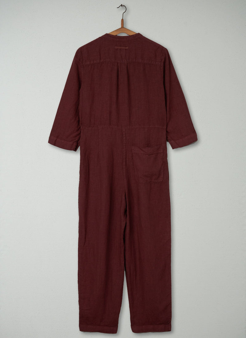Reworn Linen Jumpsuit Size S (333) | Bitter Chocolate