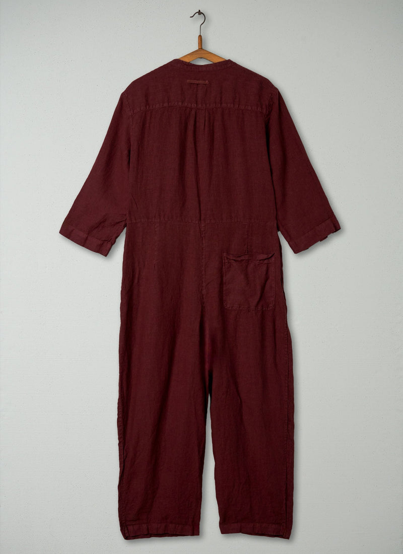 Reworn Linen Jumpsuit Size XL (216) | Bitter Chocolate