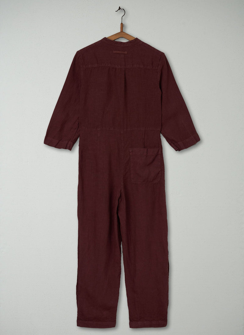 Reworn Linen Jumpsuit Size XS (253) | Bitter Chocolate
