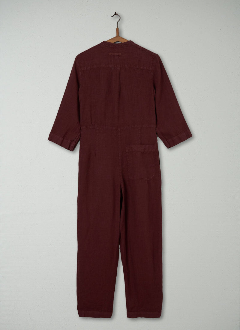 Reworn Linen Jumpsuit Size XS (293) | Bitter Chocolate