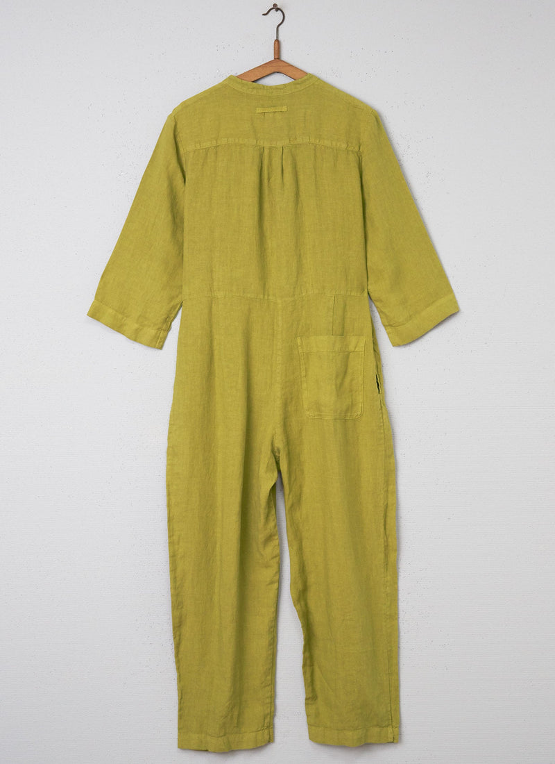 Reworn Linen Jumpsuit Size M (050) | Citrus Green