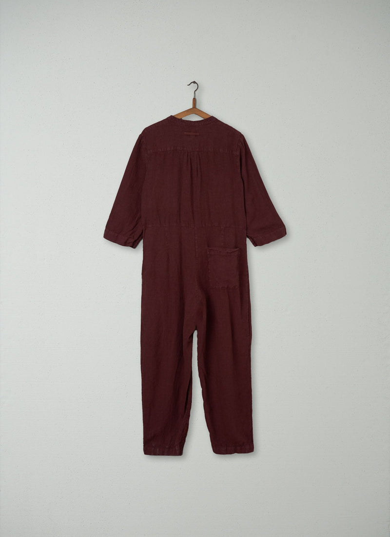 Reworn Linen Jumpsuit Size M (127) | Bitter Chocolate