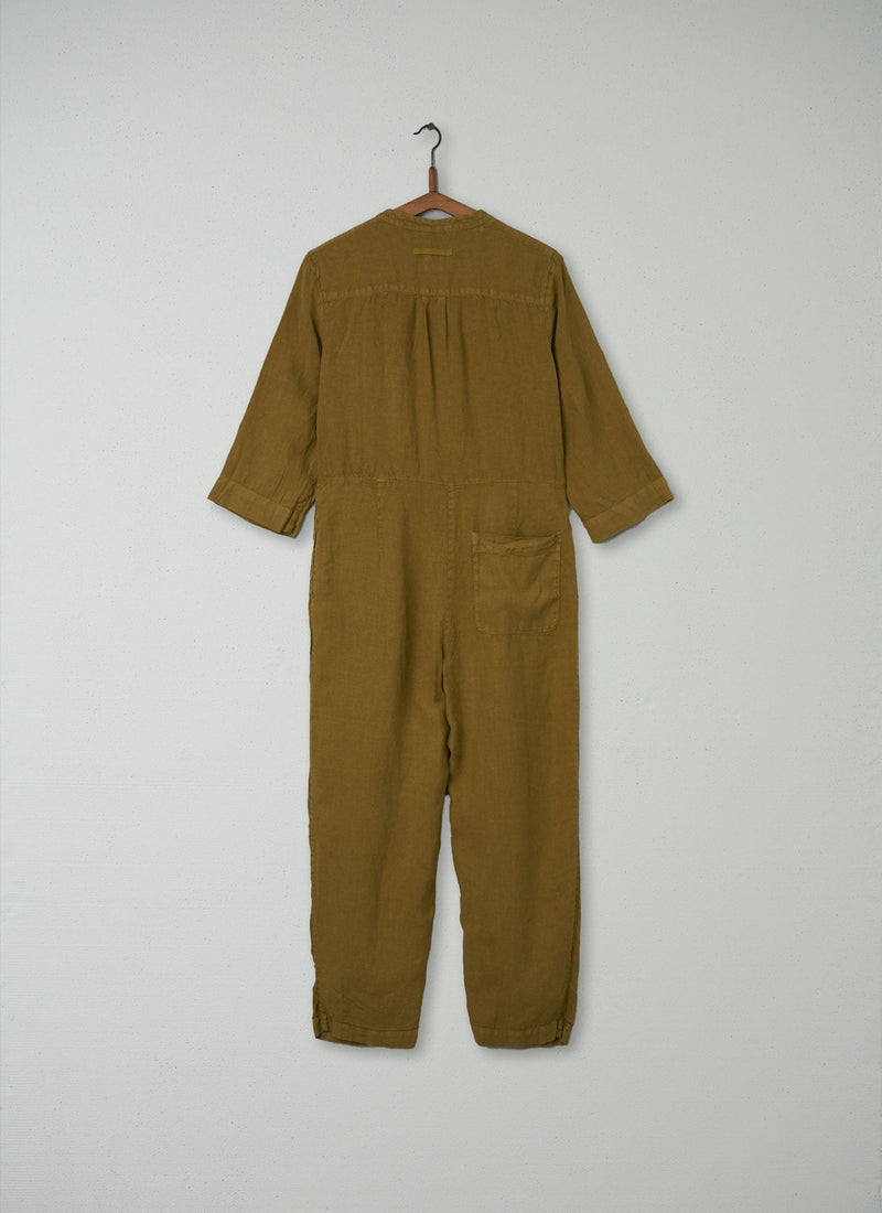 Reworn Linen Jumpsuit Size S (004) | Citrus Green