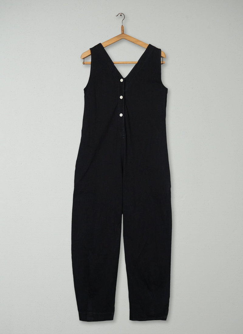 Reworn Cotton Jersey Jumpsuit Size L (1459) | Washed Black