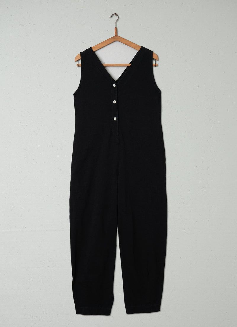 Reworn V Neck Jersey Jumpsuit Size S (190) | Black