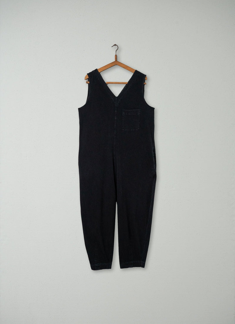 Reworn V-Neck Jersey Jumpsuit Size XL (003) | Washed Black