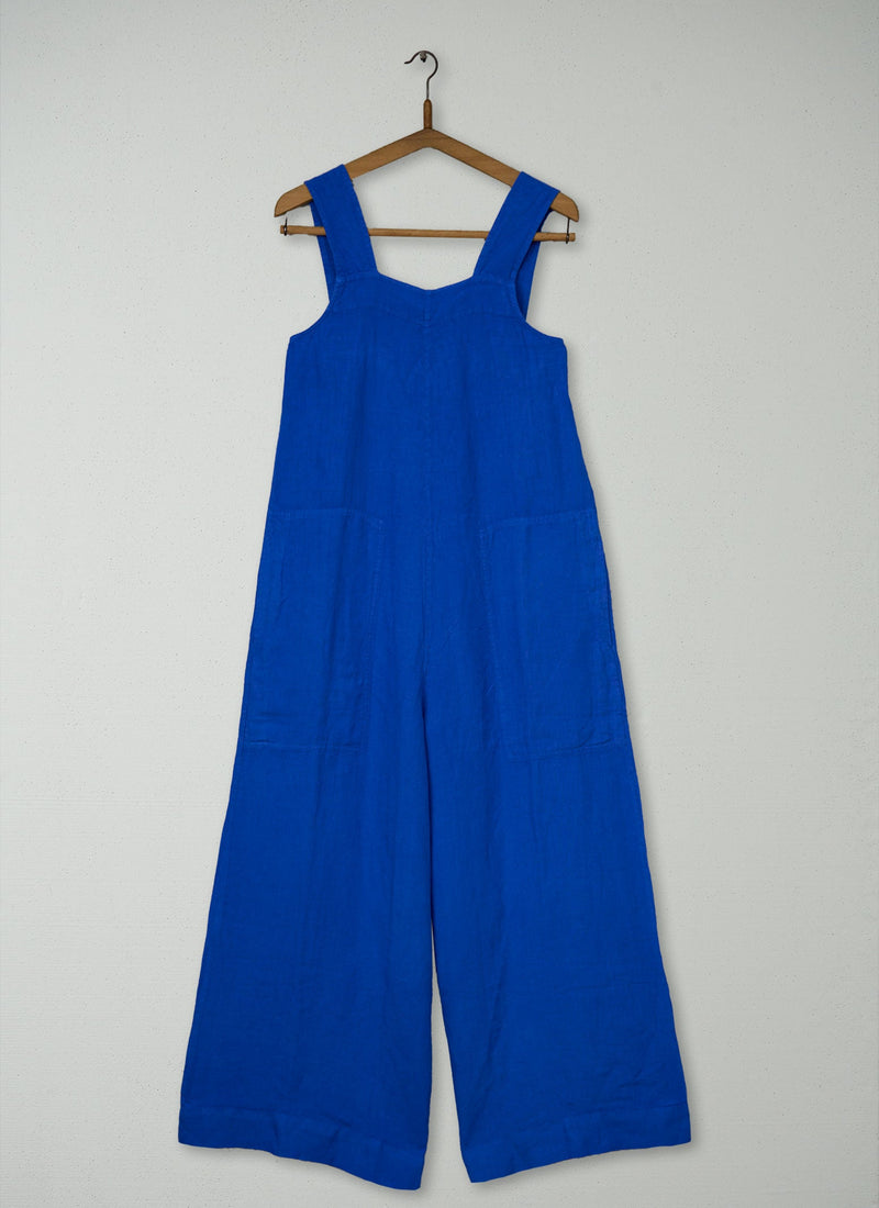 Reworn Linen Pinafore Jumpsuit Size XS (1440) | Sapphire