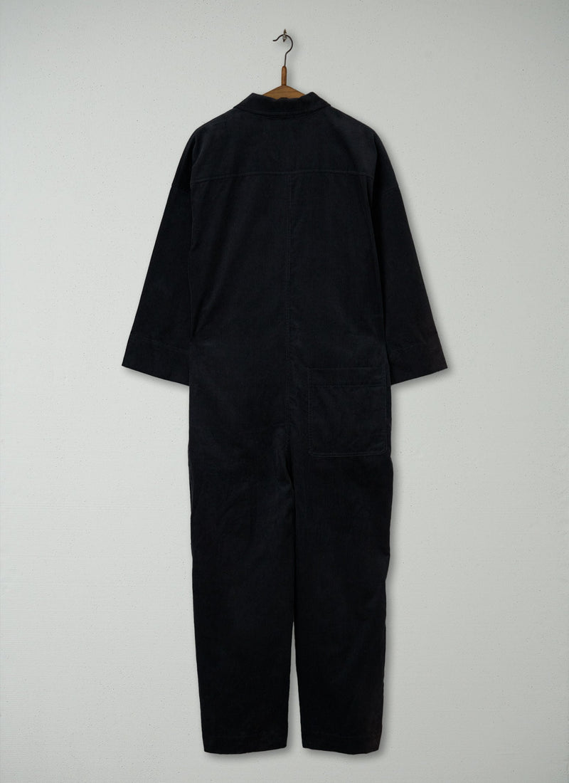 Reworn Wide Leg Organic Cord Jumpsuit Size L (864) | Charcoal