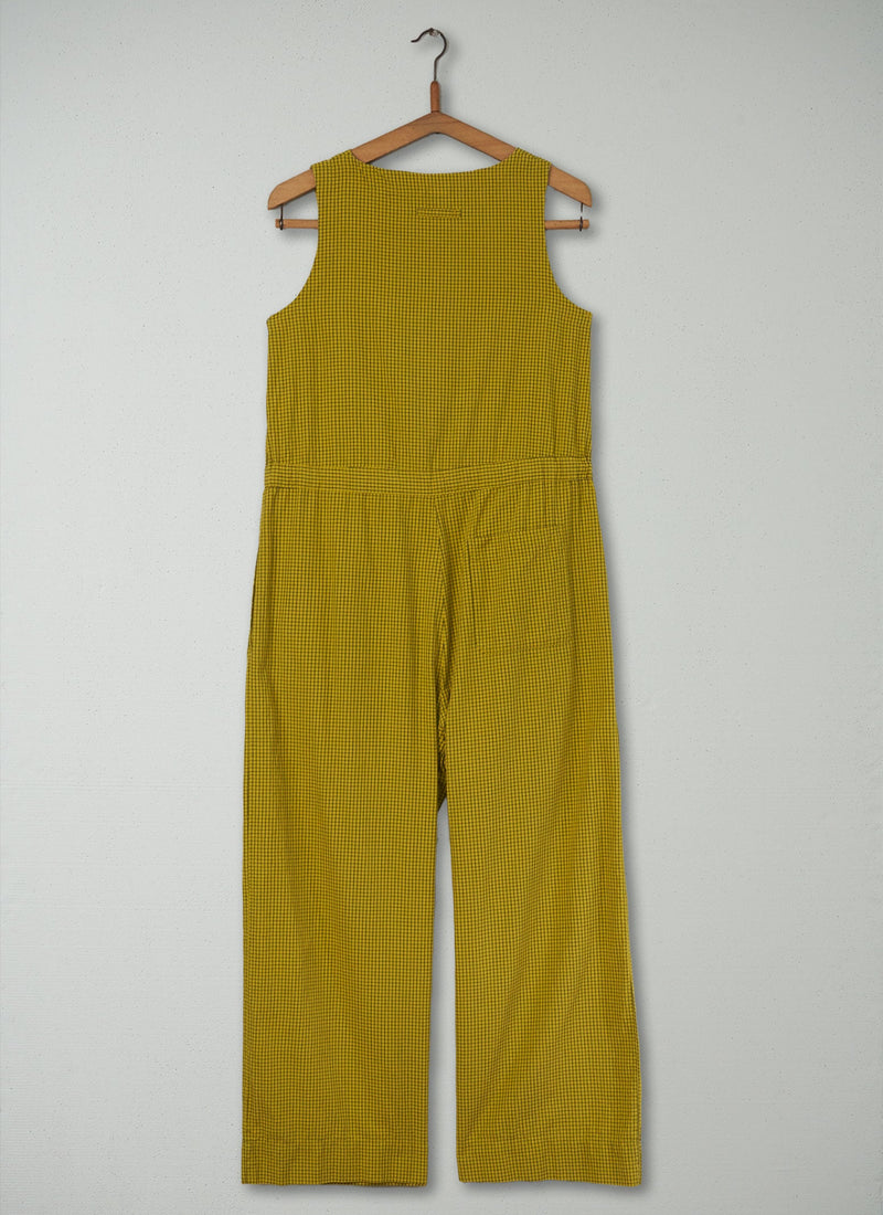 Reworn Check Crinkle Cotton Jumpsuit Size L (1242) | Multi