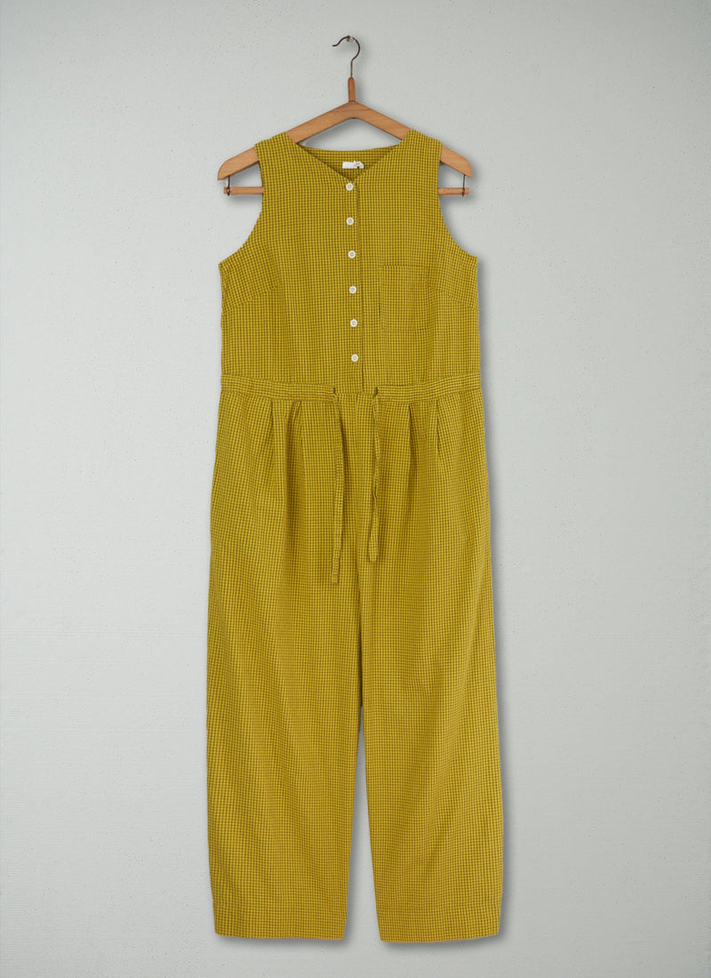 Reworn Check Crinkle Cotton Jumpsuit Size L (1242) | Multi