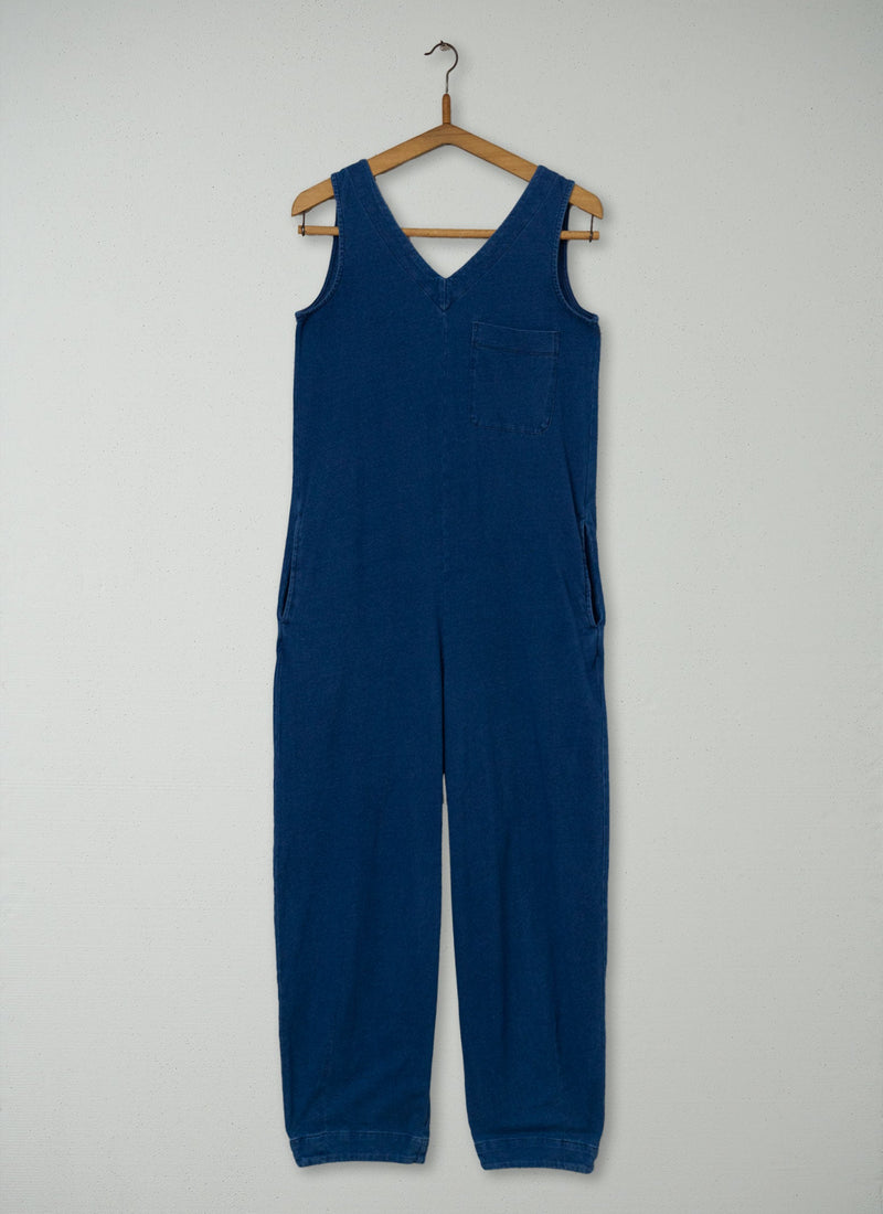 Reworn V Neck Cotton Jumpsuit Size XS (1564) | Washed Indigo