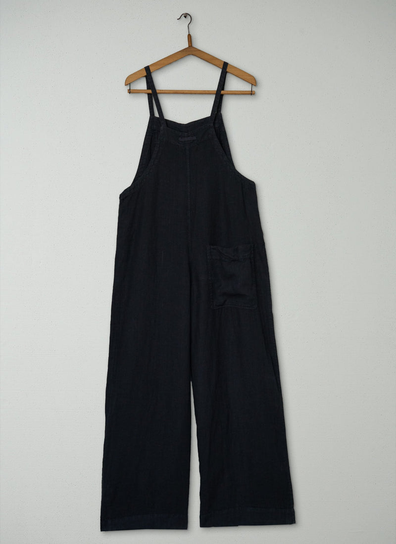 Reworn Linen Pocket Jumpsuit Size 10 (1489) | Black Pepper