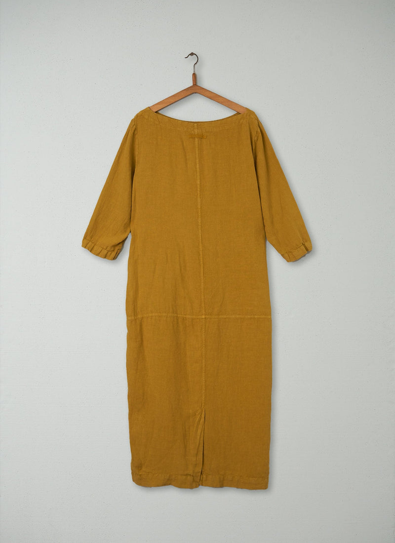 Reworn Linen Tunic Dress Size L (199) | Olive