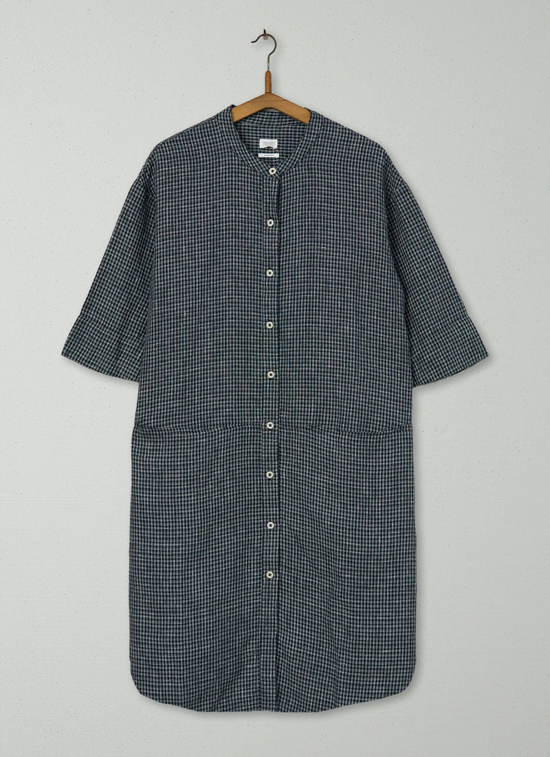 Reworn Piccolo Check Linen Dress Size XL (1201) | Black/Ecru