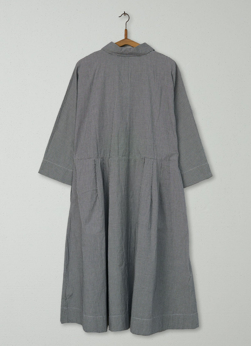 Reworn Micro Gingham Dress Size M (1156) | Slate/Ecru
