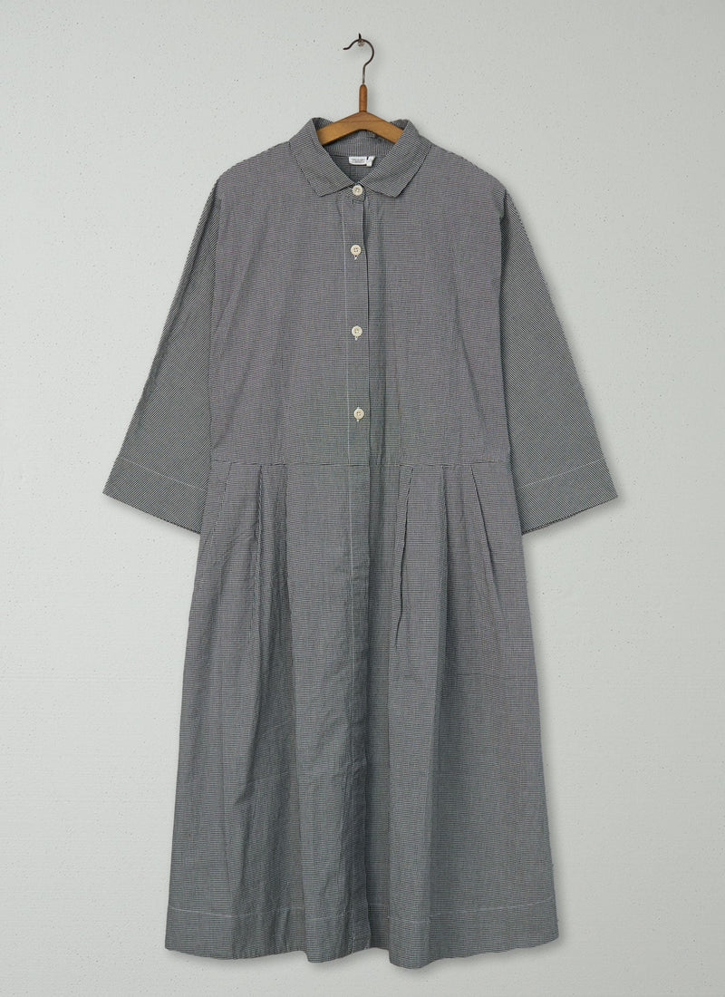 Reworn Micro Gingham Dress Size M (1156) | Slate/Ecru