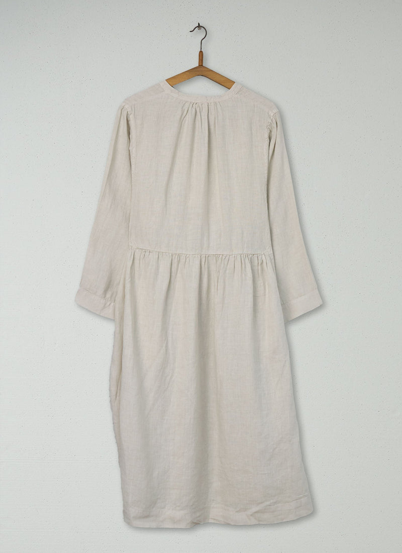 Reworn Linen Dress Size L (1153) | Parchment
