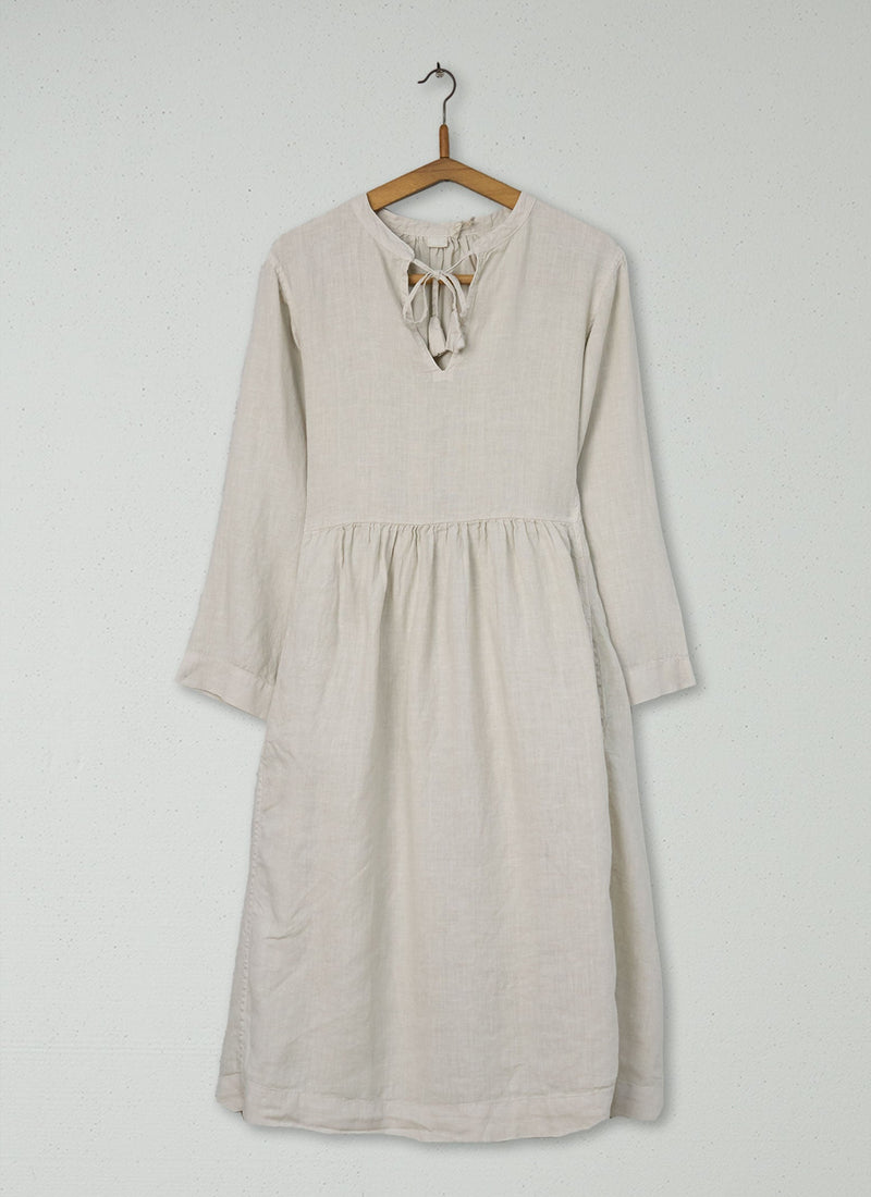Reworn Linen Dress Size L (1153) | Parchment