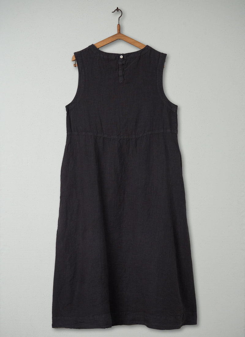 Reworn Linen Dress Size L (408) | Charcoal