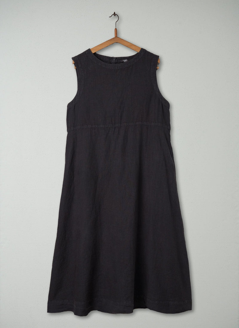 Reworn Linen Dress Size L (408) | Charcoal