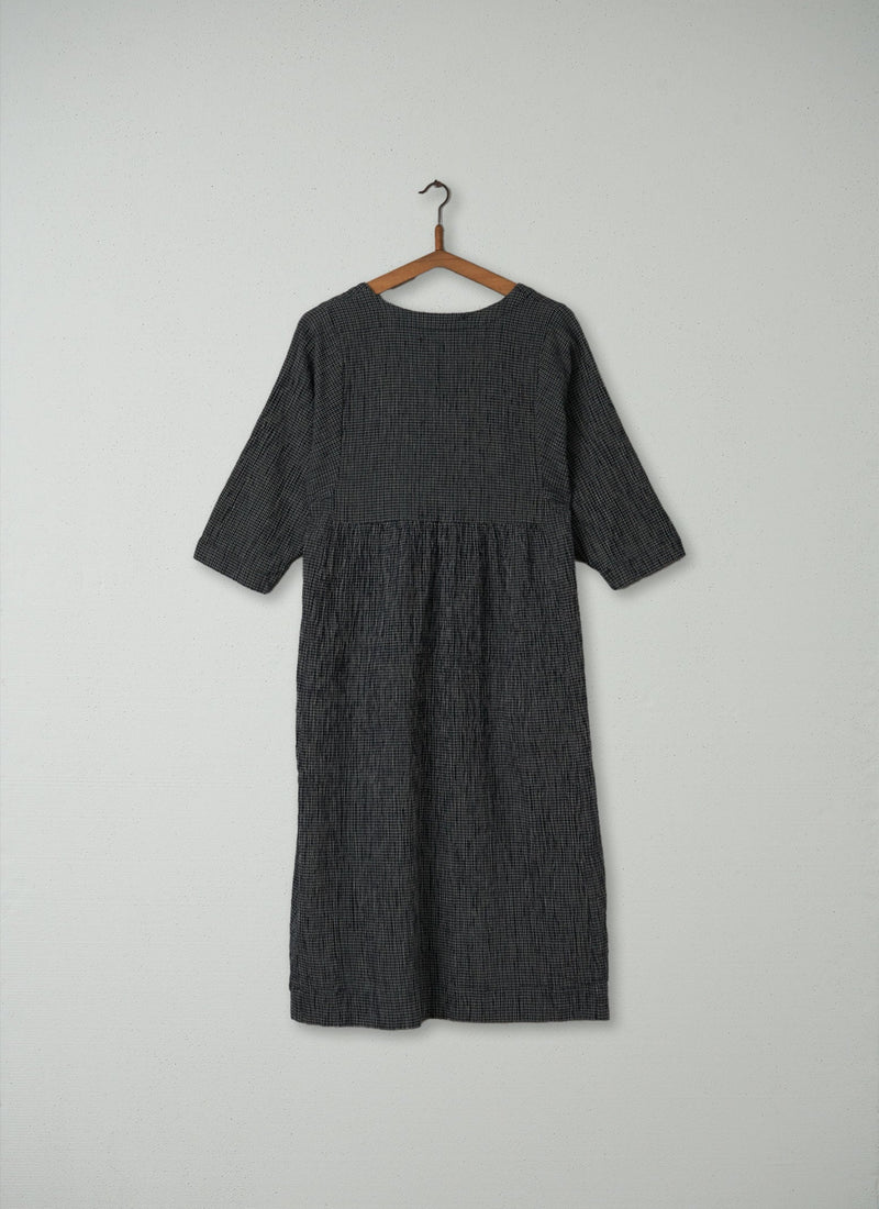 Reworn Crinkle Check Dress Size S (274) | Multi