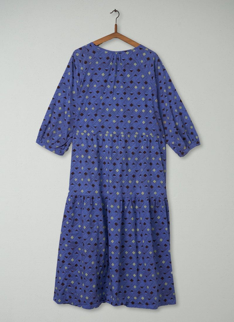 Reworn Diamond Block Print Dress Size XL (336) | Multi