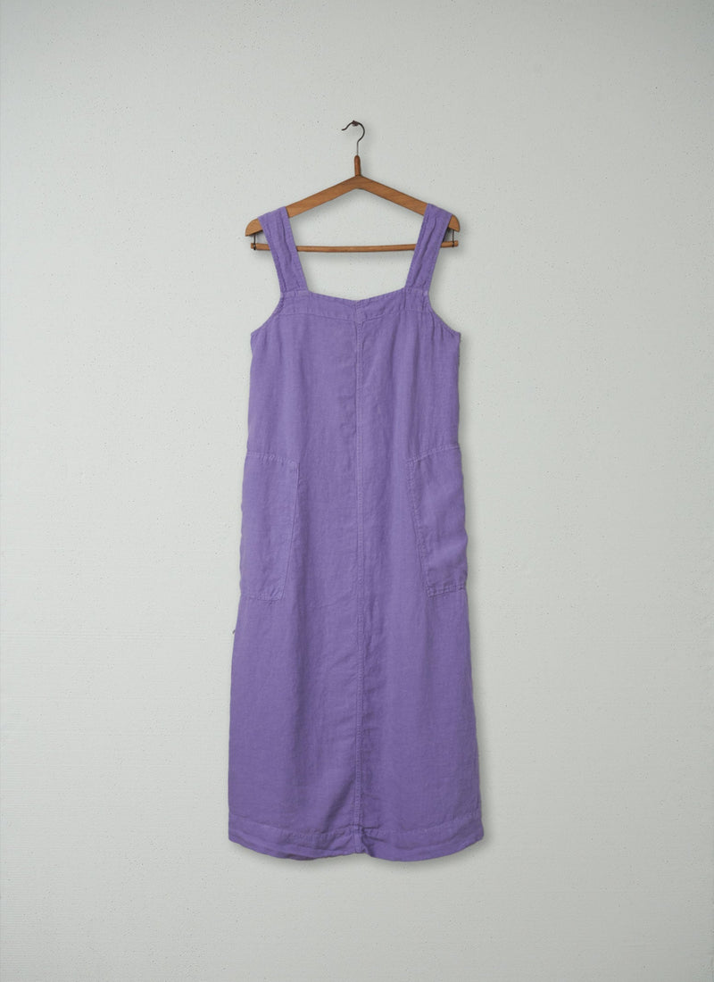 Reworn Linen Sun Dress Size M (263) | Lilac