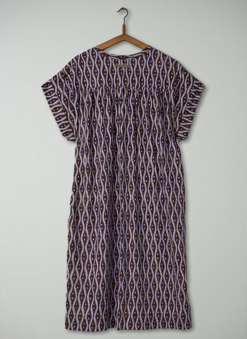 Reworn Block Print Cotton Dress Size M (511) | Multi