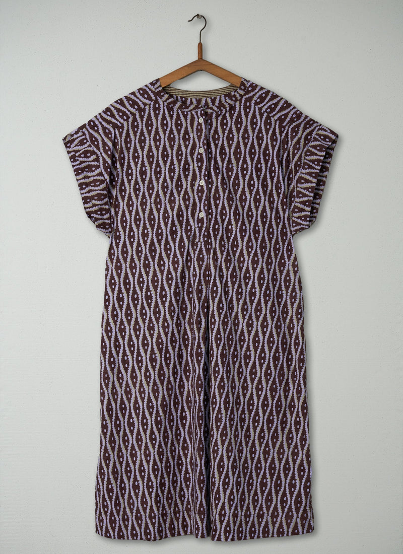 Reworn Block Print Cotton Dress Size M (511) | Multi