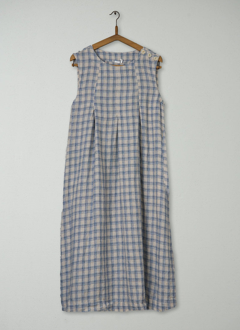 Reworn Check Linen Dress Size M (1648) | Multi