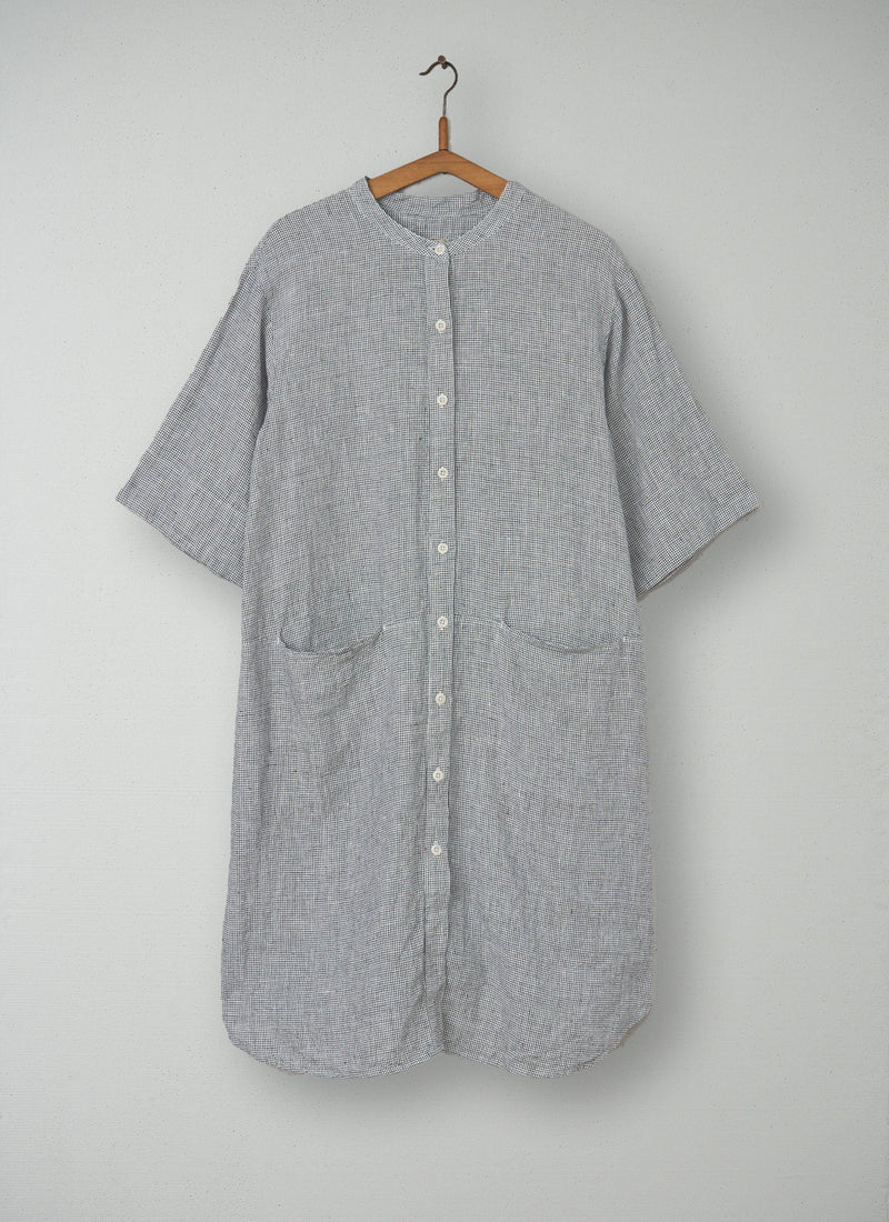 Reworn Check Shirt Dress Size S (098) | Chalk/Slate