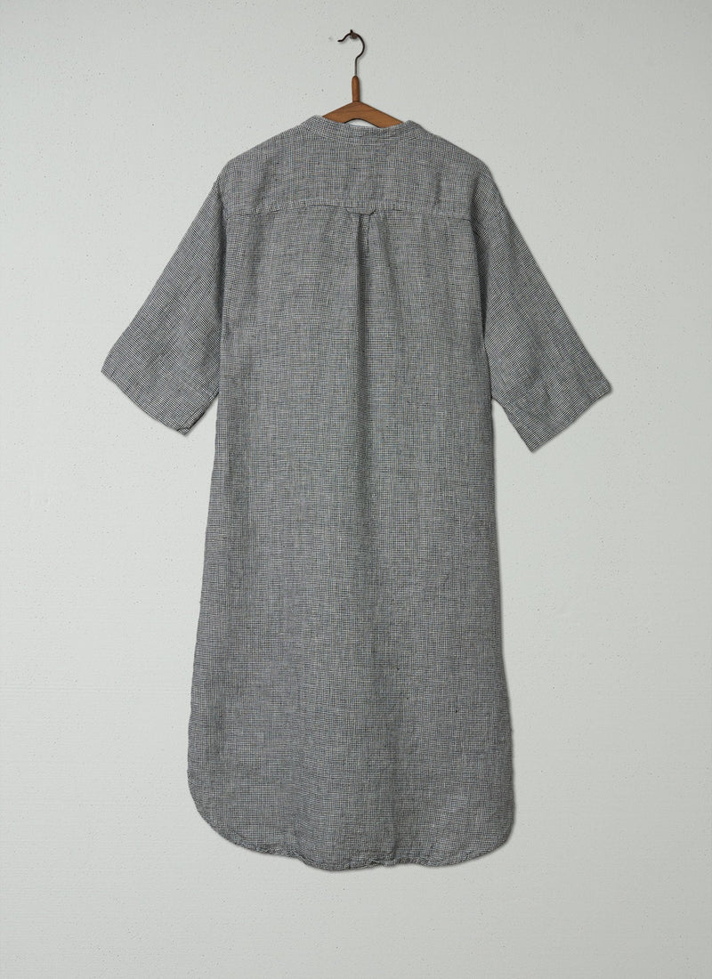 Reworn Check Shirt Dress Size S (305) | Chalk/Slate