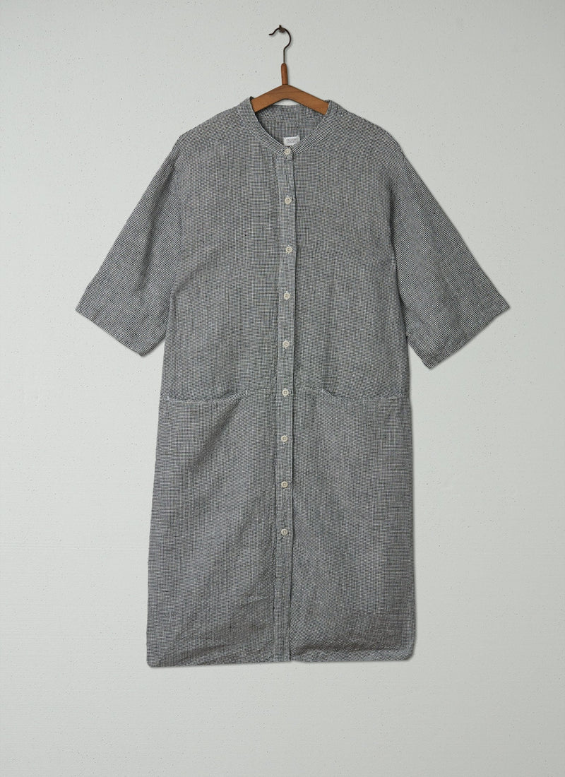 Reworn Check Shirt Dress Size S (305) | Chalk/Slate