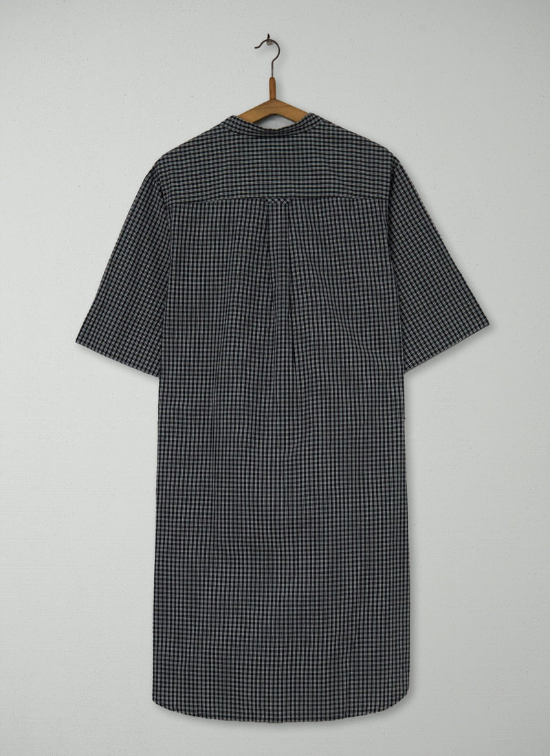 Reworn Check Cotton Dress Size XS (1325) | Charcoal/Ecru