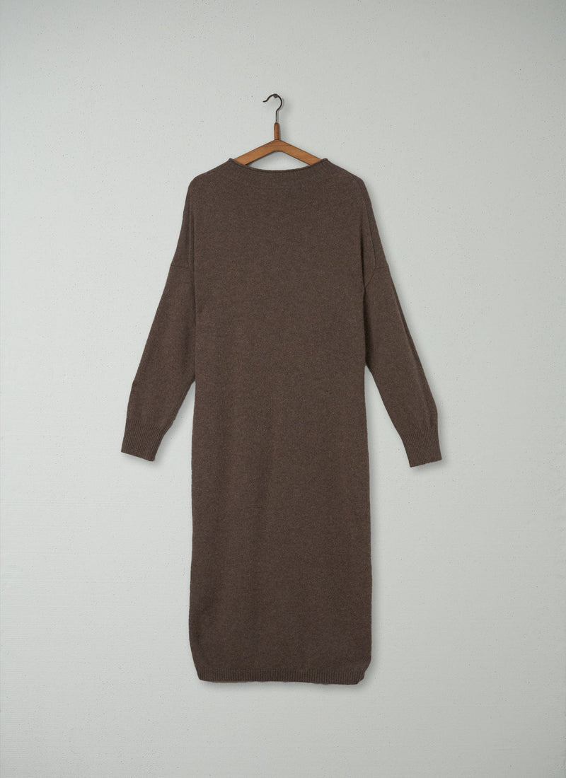 Reworn Wool Cashmere Knit Dress Size L (229) | Mushroom